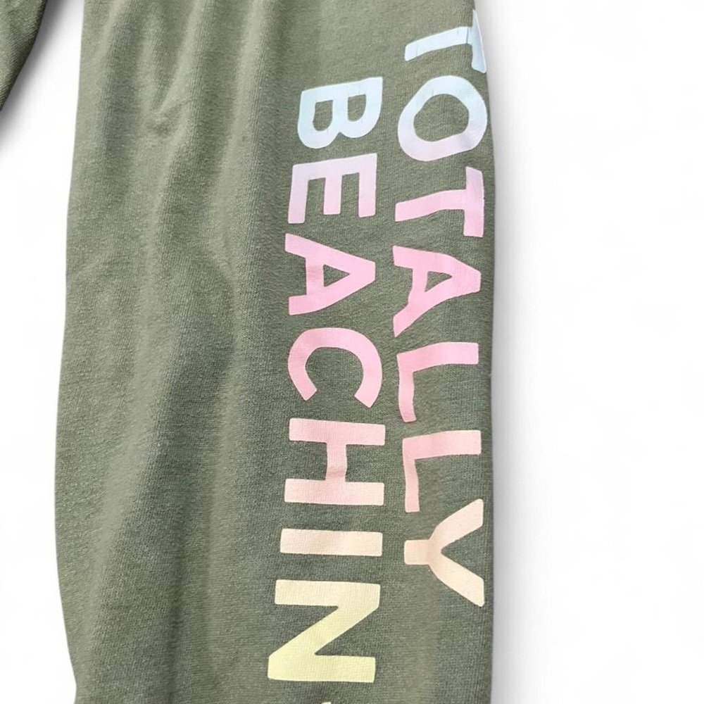 Y2k Vintage Low Rise Victoria's Secret Capri Olive Joggers with Colorful Text - Picture 2 of 4